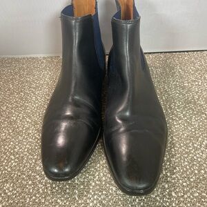 Ted Baker London Men's Black Leather Ankle Boots Slip On Style with Pull Tab.